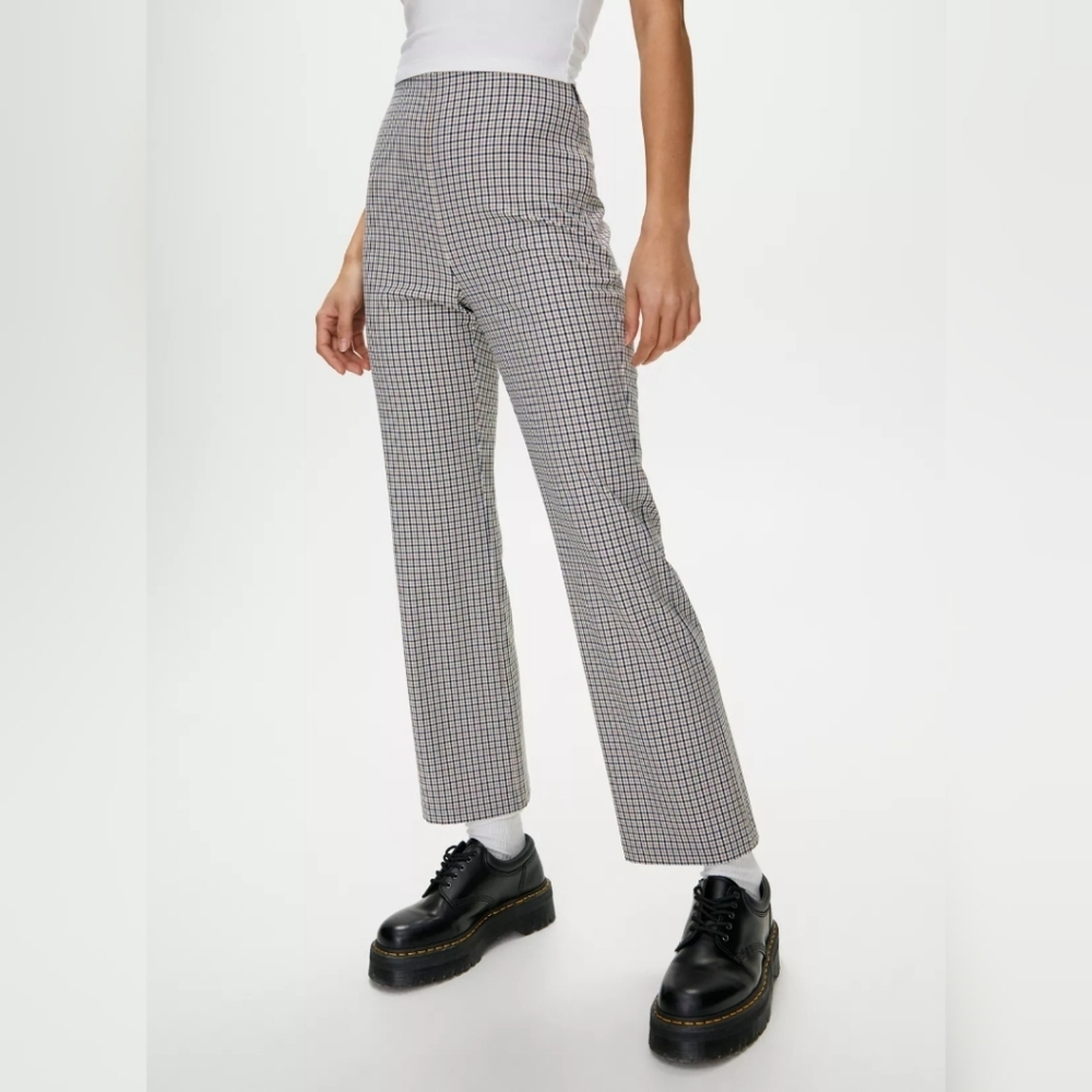 Aritzia Checked Ankle Pants in Black and White